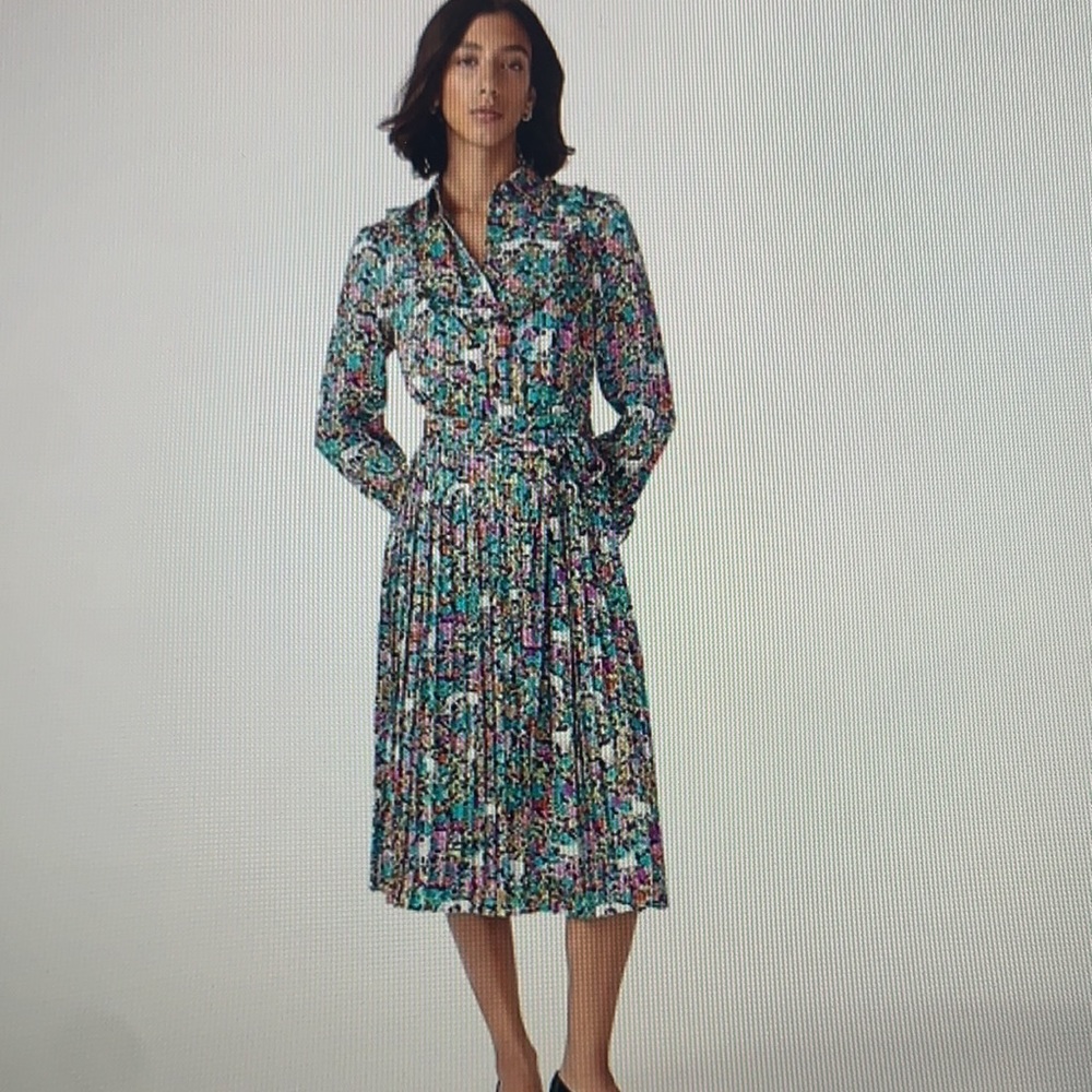 J Crew pleated midi dress in grazing goats size 6